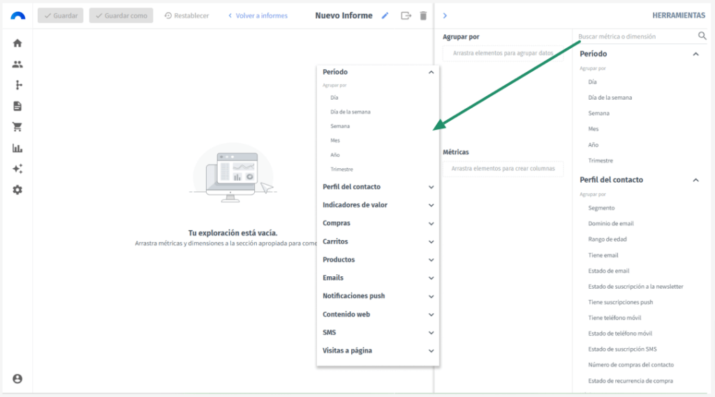 Creación de un nuevo informe en Data Explorer de Connectif