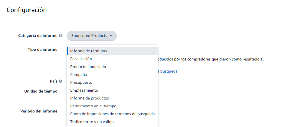 Informes de Amazon disponibles en la plataforma