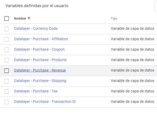 Gestor de Etiquetas - Variables GA4