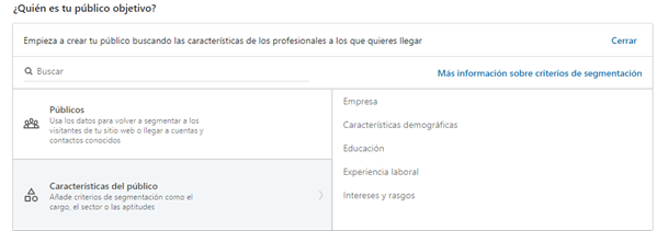 Configuración de público objetivo en LinkedIn Ads