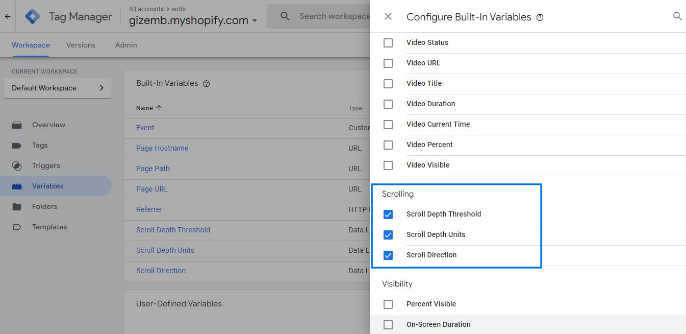 Configurar variables integradas